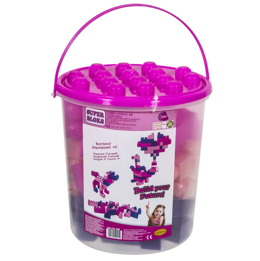 Τουβλάκια Μεγάλα Σετ 48τμχ Σε Κουβά 25x26εκ. Toy Markt 75-367 - Toy Markt - 75-367